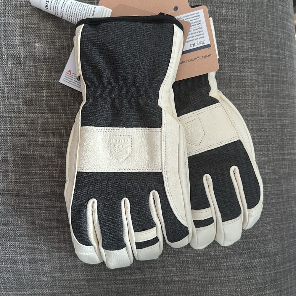 HESTRA Tarfala Gloves - ski/snowboard gloves- charcoal and cream goat leather - Picture 2 of 5